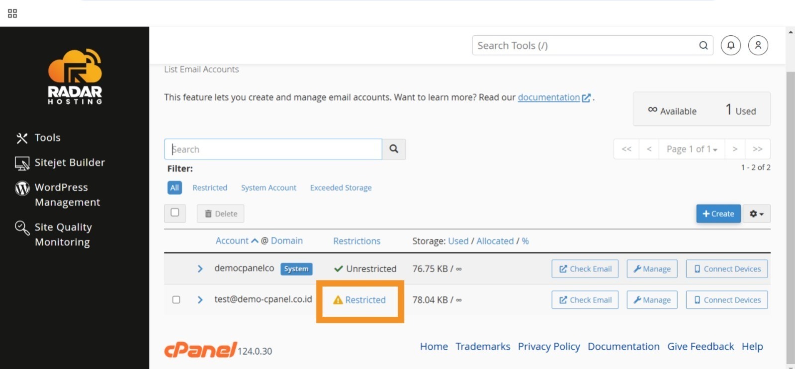 cara suspend email di cpanel